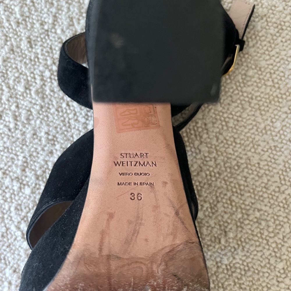 STUART Weitzman, black suede platform sandals - Picture 7 of 7
